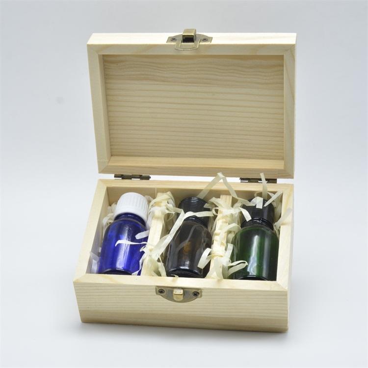 Essential Oil Wood Storage Box 3 Pcs 5ml Glass Bottle Wooden Box